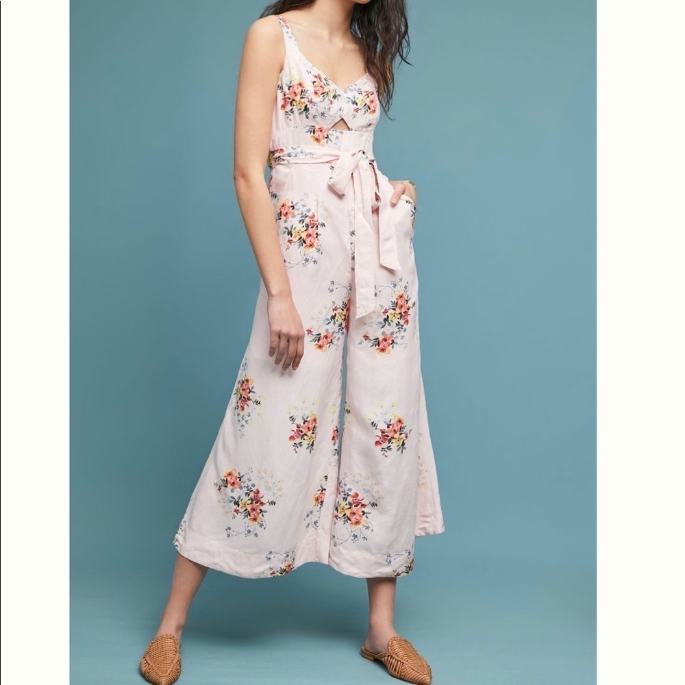 Anthropologie Pink Flower Beautiful romper - Picture 1 of 2